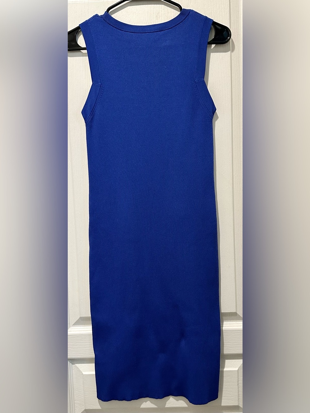 Helmut Lang Sleeveless Crew Neck Bodycon Knit Dress in Azurite Blue - Picture 6 of 12
